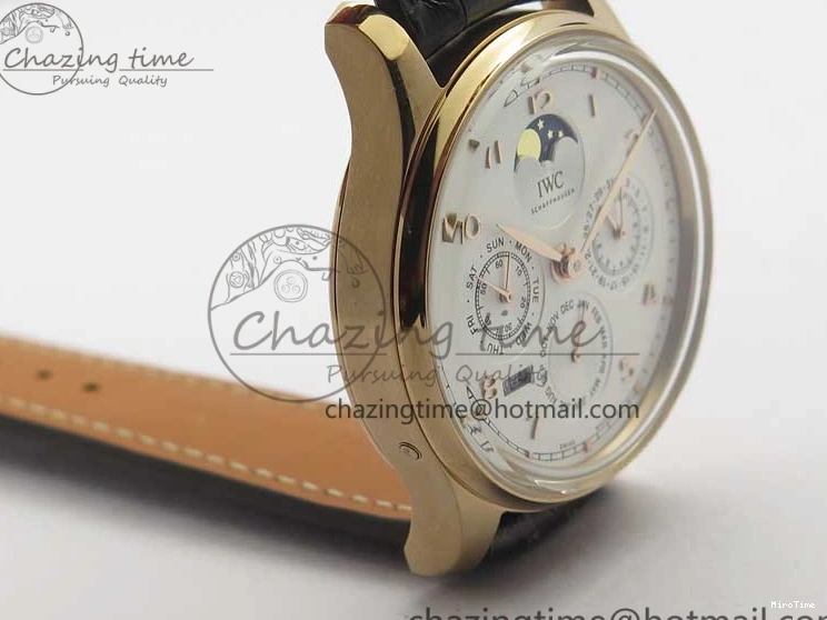 MIROTIME 0308 Compact Portugieser Perpetual Calendar IW503302 RG V9F 1:1 Best Edition White Dial on Brown Leather Strap A 7113